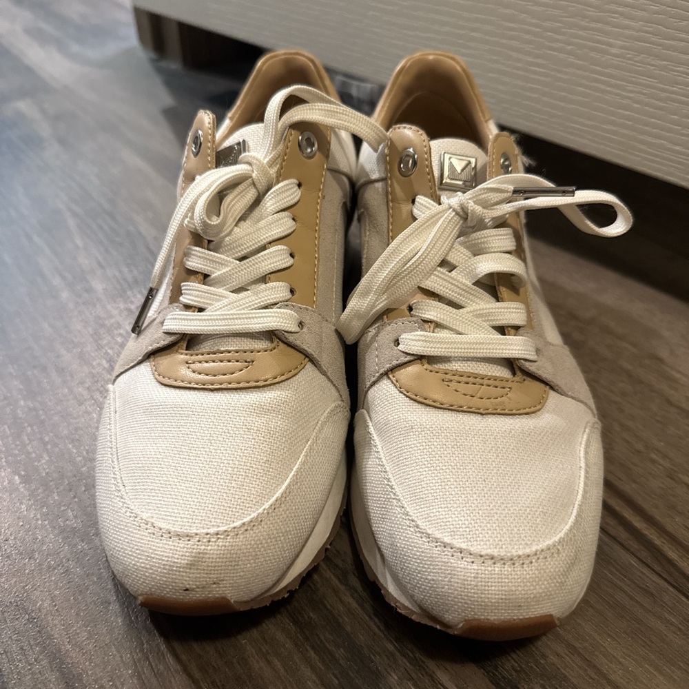 Michael Kors Cream and Tan Sneakers Retro Design